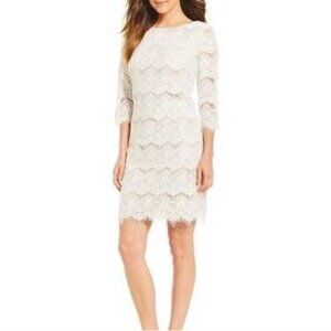 Jessica Howard White Lace Scalloped Shift Dress Size 16 Wedding Mother of Bride